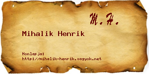 Mihalik Henrik névjegykártya